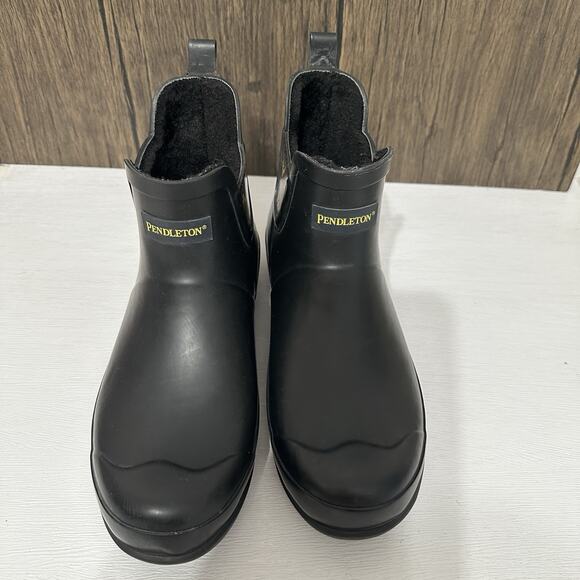 Pendleton Chelsea Sherpa Lined Ankle Rain Boot Black Women Size 9 Tribal Boho - Picture 4 of 12
